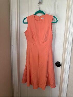 Calvin Klein Coral Sleeveless Fit-and-Flare Dress
